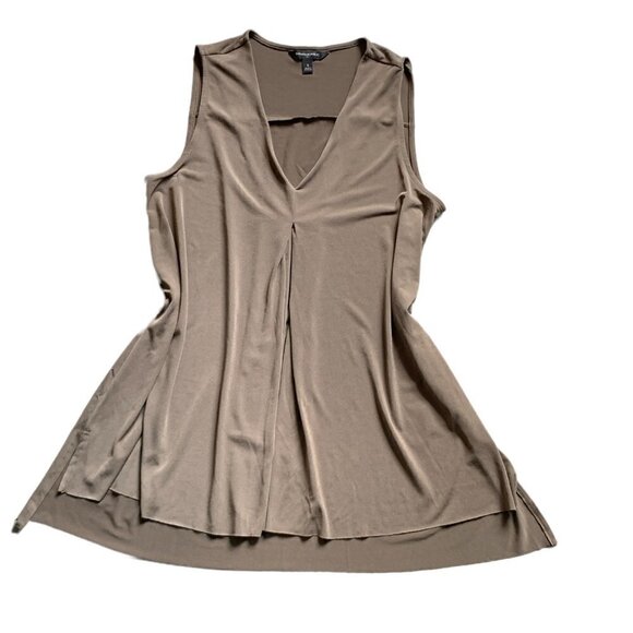 Banana Republic Loose Hi-Lo V-Neck Pleat Front Swing Tank Top Khaki Beige S #65F - Picture 2 of 7